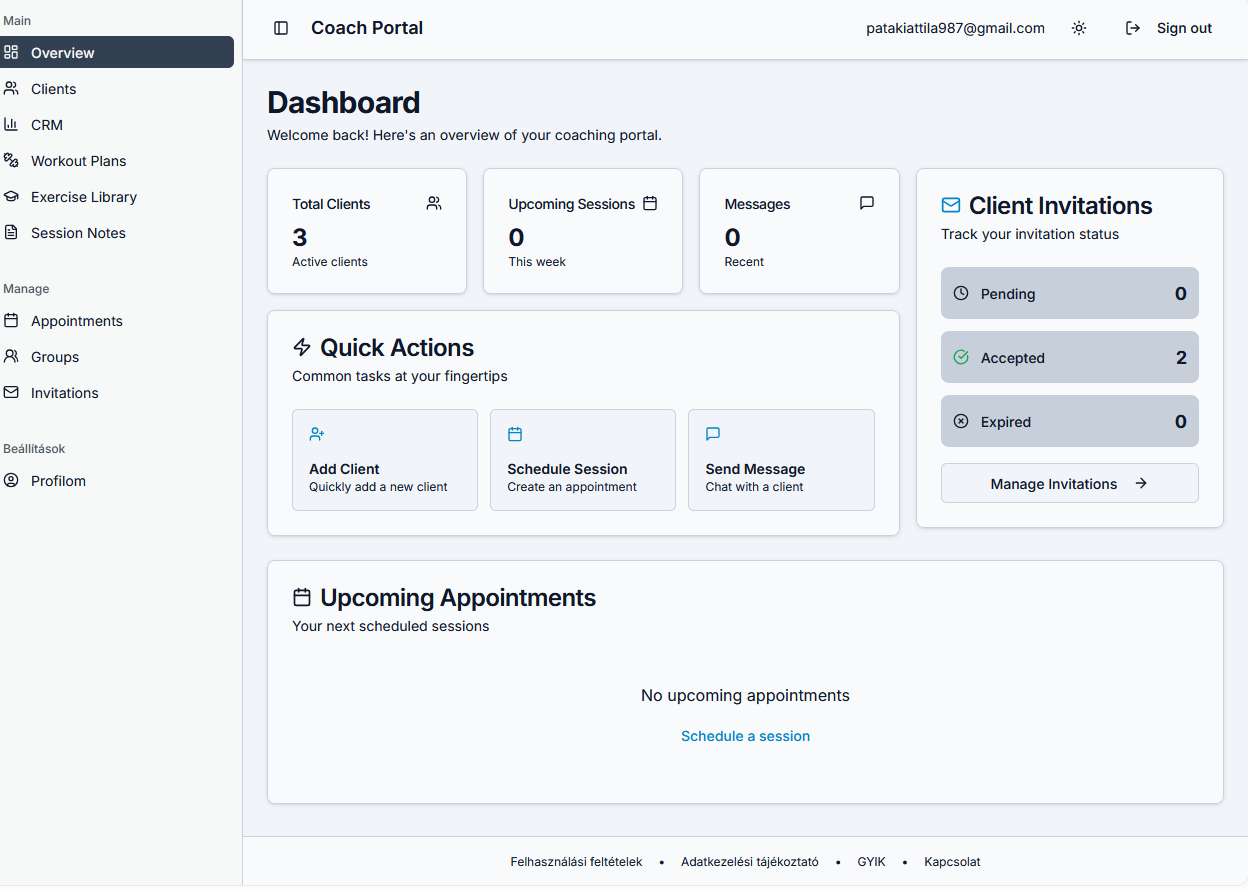 Coachtimize dashboard